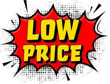 Low price in vintage style. Cartoon style vector. Pop art. V